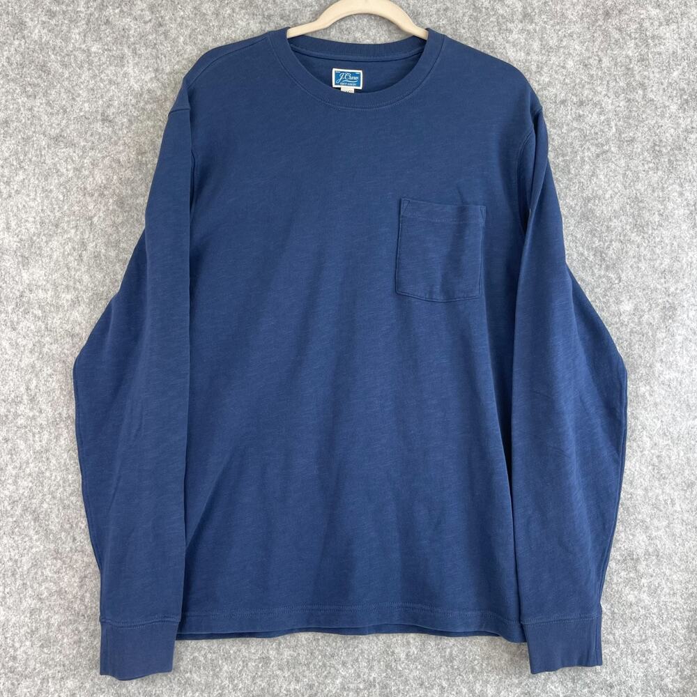 J Crew Sweatshirt Mens Medium‎ Blue Lightweight French Terry Pocket Crewneck New